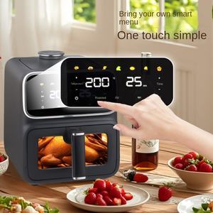 Freidora de aire cuadrada de acero inoxidable para uso doméstico de diseño moderno, horno profundo antiadherente, baja en grasa, multifuncional con fuente de energía eléctrica - Product Image 1