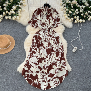 <span class=keywords><strong>Robe</strong></span> Femme Imprimée Amincissante Style Rétro Français à Boutonnage Simple, Nouvelle Collection Été 2026, Vente en Gros pour Boutiques - Product Image 2