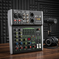 Console de Mixage Audio Mini 4/6/8 Canaux en Aluminium avec Alimentation Phantom 48V, 99 Effets DSP, Bluetooth, USB, MP3 – Idéale pour l'Enregistrement et les Podcasts – Offre Spéciale