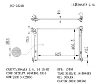 Radiateur de refroidissement automobile neuf en aluminium et plastique JD 25218 pour SONATA 2.4L I4 2015-MT, référence OE 25310-C2000