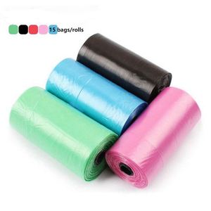 Sacs poubelles jetables en gros, sacs pour excréments d'animaux en PE, 22 * 30 cm, 15 sacs par rouleau, pour les excréments de chat et de chien - Product Image 2