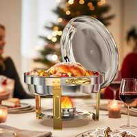 Ensemble de réchauds de buffet 5QT en acier inoxydable doré et argenté, comprenant des réchauds ronds avec couvercles en verre, pour hôtels, restaurants et réceptions, pour maintenir les aliments au chaud
