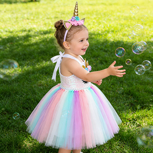 ชุดกระโปรงบัลเลต์สีพาสเทลลายยูนิคอร์นสำหรับเด็กผู้หญิง ชุดแฟชั่นคริสต์มาสสำหรับเด็กวัยเตาะแตะ ชุดสำหรับงานวันเกิด - Product Image 3