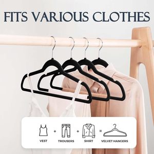 Paquete de 50 Perchas de Terciopelo Negras Antideslizantes de Primera Calidad, Coloridas y Personalizables, de un Solo Nivel, para Uso en Armarios, a Precio Bajo - Product Image 3