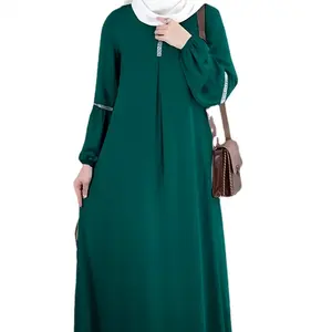 Atacado maxi vestido senhoras muçulmanas modesto fechado abaya dubai turquia muçulmano moda hijab vestido