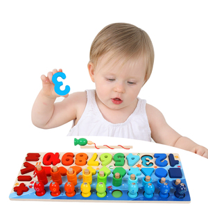 Giocattolo di <span class=keywords><strong>legno</strong></span> all'ingrosso di alta qualità 4 in <span class=keywords><strong>1</strong></span> conteggio di pesca forma matematica bordo Montessori giocattoli per bambini giocattolo educativo per bambini - Product Image 4