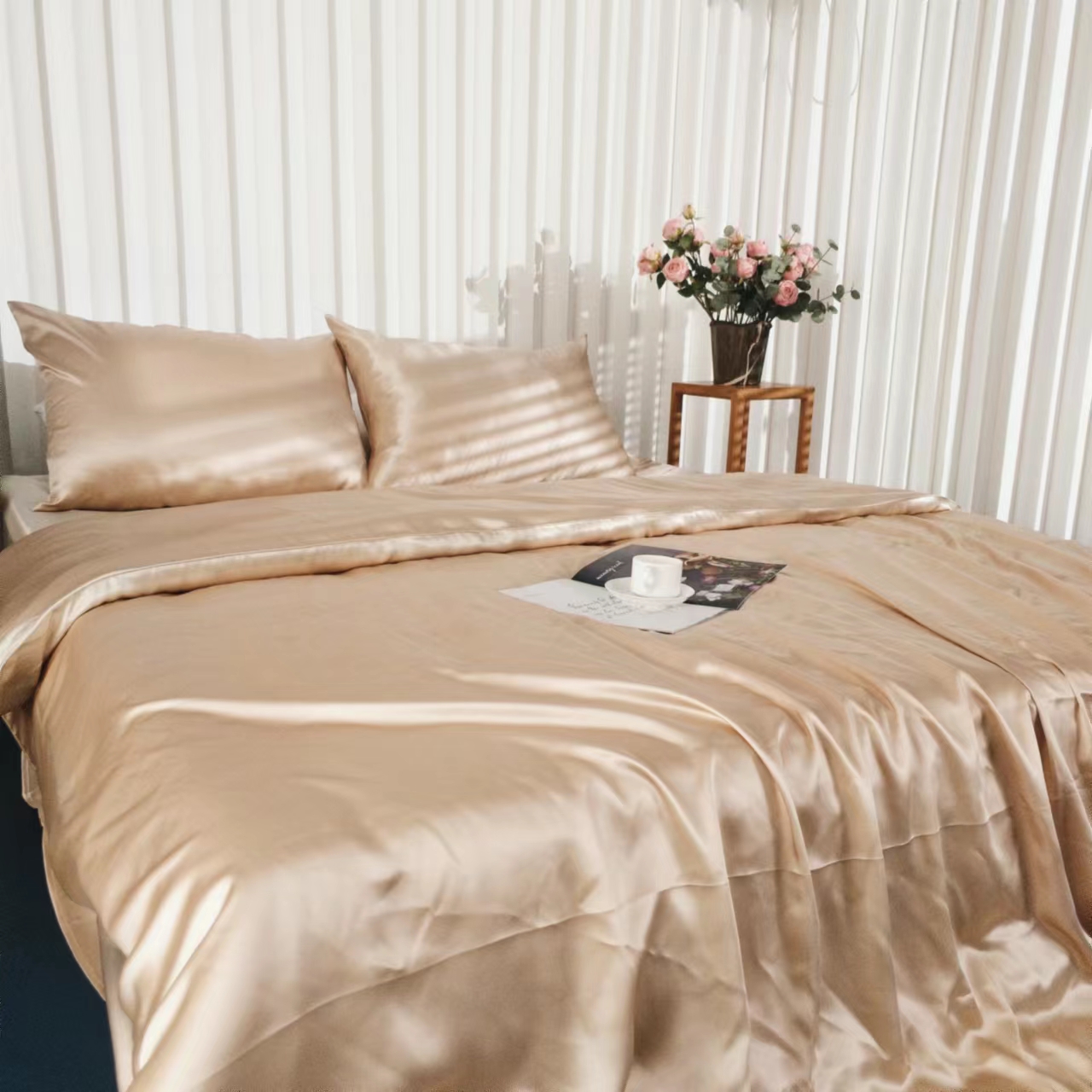Оптовая продажа, высокое качество, роскошный текстил для отеля, 100% шелк тутового шелкопряда, пододеяльники, простыни, наволочки, шелковые комплекты постельного белья