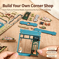 En gros, Ensemble d'aimants de réfrigérateur en bois, Kit de puzzle 3D DIY, Scène miniature Book Nook, Décoration magnétique, Collection de cadeaux sur le thème du café et de la boulangerie