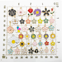 60 Breloques Fleur Émaillées en Alliage avec Perle pour la Fabrication de Bijoux DIY, Fournitures en Gros pour Bracelets et Boucles d'Oreilles