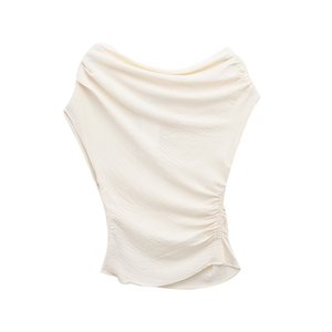 PB&ZA Donna 2025 Nuove Bluse Chic alla Moda <span class=keywords><strong>con</strong></span> Spalla Obliqua Asimmetrica e Vita Stretta, Camicie Vintage Femminili, Top Eleganti - Product Image 2