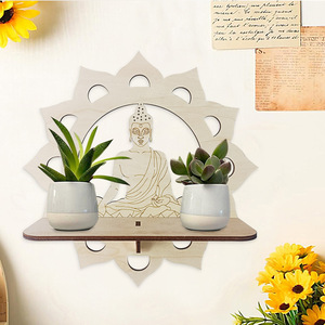 En stock: Estante de pared con estatua de Buda de estilo nórdico, decoración para el hogar, dormitorio, manualidad para colgar en la pared de la sala de yoga. - Product Image 5