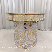 Meubles Occasions, table à gâteau en acier inoxydable doré Rose, diamètre 90 cm, pour mariage, fête