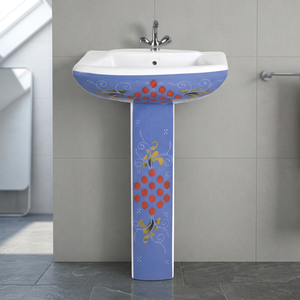 Fregaderos de baño con forma de cono redondo independiente de comedor de Pedestal italiano-Lavabo Semi Stand Productos sanitarios de cerámica - Product Image 1