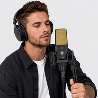 Microphone à condensateur portatif BAIFEILI C414 34 mm à large diaphragme métallique 48 V pour enregistrement en studio portable avec carte son XLR et connexion téléphonique