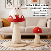 Griffoir pour chat en forme de champignon en gros avec sisal naturel, base ronde épaisse et capuchon rouge pour l'entretien des griffes et le jeu en intérieur