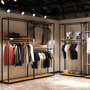 Tiendas de <span class=keywords><strong>ropa</strong></span> de madera Decoraciones Diseños de soporte de estante de riel de <span class=keywords><strong>ropa</strong></span> de madera - Product Image 1
