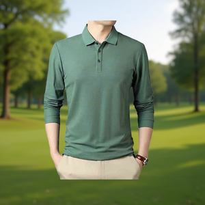 Camiseta Polo Deportiva Personalizada de Manga Larga para Hombre, Tejida, Lisa, con Impresión de Logotipo para Ropa Deportiva o Uso Promocional - Product Image 2