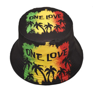 Chapeau Bob Réversible Imprimé Motif Lettre 'One Love' pour le Voyage et l'Extérieur - Style Panama - Vente Flash - Product Image 5
