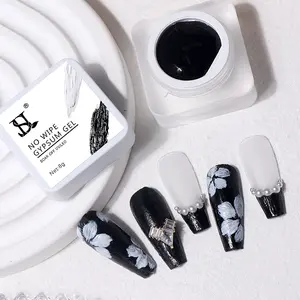 HS Nail Art Paint Plaster Gypsum 3d Gel Custom Logo Soak Off Uv Led White Black No Wipe Gypsum Modeling Gel Polish