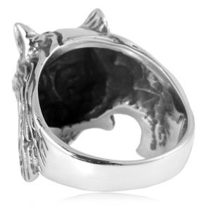 yunnique Wolf Head <b>Ring</b> Unisex <b>Titanium</b> Steel Animal Zodiac Silver Gift Jewelry - Product Image 4