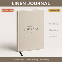 Carnet à couverture rigide en tissu de lin coloré avec logo personnalisé, reliure cousue, estampage à chaud, journal d'écriture, cadeau, vente en gros, OEM