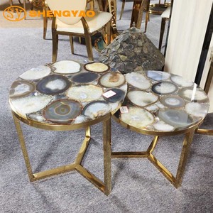 Đá quý tự nhiên đồ nội thất sang trọng của đá màu xám mã não vòng bàn ăn - Product Image 4