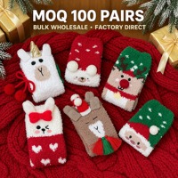 Chaussettes en peluche de Noël personnalisées OEM, motif animal 3D mignon, chaussettes d'hiver chaudes et douillettes, chaussettes cadeaux de fêtes en gros