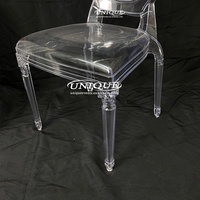 Chaise moderne transparente acrylique PC résine durable jardin empilable démonté une pièce design pour princesse reine salon