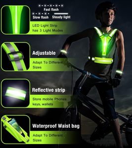 אפוד בטיחות מחזיר אור עם תאורת LED נטענת ב-USB, מתכוונן, עמיד למים, דרגה 2 של ANSI, עם אפשרות להתאמה אישית של לוגו, לריצה ולרכיבה בלילה - Product Image 2