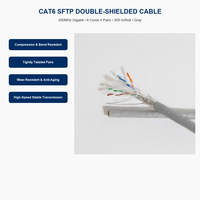 Câble Ethernet Cat6 SFTP 23AWG 305m/Boîte Cuivre Nu Massif 8C4P Double Blindage LAN 250MHz 1Gbps Gigabit Gris Vente en Gros