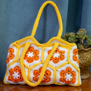 Crochet <span class=keywords><strong>Granny</strong></span> Square Floral Tote Shoulder Purse Earth Tone Boho Handmade Multipurpose Storage Bag - Product Image 2