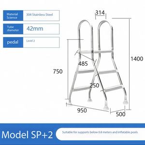 Échelle de <span class=keywords><strong>piscine</strong></span> en acier inoxydable 304/316 double face 1,0 mm pré-assemblée antidérapante facile à installer <span class=keywords><strong>pour</strong></span> <span class=keywords><strong>piscine</strong></span> spa - Product Image 2