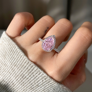 Bague de fiançailles en zircone cubique en forme de poire pour femme, vente en gros de bijoux de mode - Product Image 2