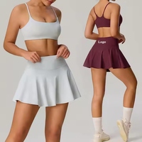Bnice femmes 2 pièces ensembles jupe de Tennis soutien-gorge de sport Mini jupe Golf court Pickleball tenue athlétique robe d'entraînement avec poche porter