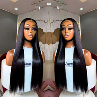 Perruque Lace Front HD Transparente Sans Colle en Cheveux Humains Vierges de Grade 15A, Double Tissage, Texture Personnalisable, Longue, Haute Qualité