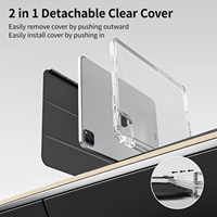 Étui intelligent à trois volets avec coque arrière en TPU souple pour iPad Pro 11 M4 2024 avec support pour stylet