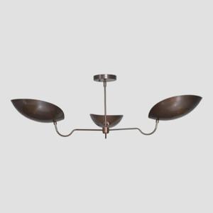 Lámpara Colgante LED Sputnik de 3 Luces con Pantallas Curvas, Estilo Moderno de Mediados de Siglo, Hecha a Mano, Acabado Dorado, Regulable, para Hogar u Oficina - Product Image 1