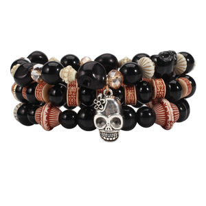 Skeleton <b>Beaded</b> <b>Bracelets</b> Antique Silver Plated Punk Style Party Jewelry Unisex Fashion Accessories 2024 - Product Image 3