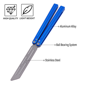 TGZUO Competitive Balisong <strong>Trainer</strong> CNC Aluminum Handle Unsharpened <strong>Butterfly</strong> <strong>Knife</strong> for Advanced Flipping Skill Practice EDC Tool - Product Image 2