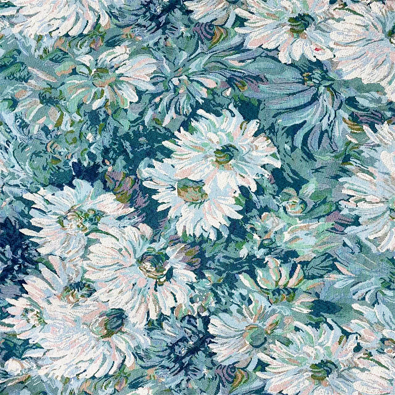 Width 150 cm Polyester Cotton Woven Jacquard Fabric Vintage Flower Plants Weaving Fabric for Dress Table Cloth Shopping Bag