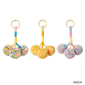 Kawaii Bohemia Kleurrijke Pom Pom Sleutelhanger Groothandel Bal Sleutelhanger Handtas Hanger Accessoire Taille Portemonnee Sleutelhanger Sleutelhanger