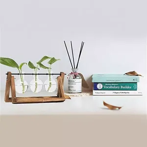 Supporto in legno per interni stazioni di propagazione per piantare acqua fioriera in vetro ad aria vaso per lampadine ornamenti in vetro trasparente piante terrario - Product Image 4