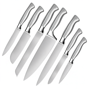 Ensemble de 7 couteaux de cuisine faits à la main, lames en acier inoxydable, étui en cuir, couteau de chef, couteau utilitaire, couteau de survie, couteaux à désosser en gros - Product Image 1