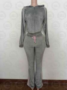 New Arrivals Custom LOGO Striped Velvet Tracksuit Women Zip up Body Velour Jacket <strong>and</strong> Jogger Pants Two Piece Set Women <strong>Clothing</strong> - Product Image 3