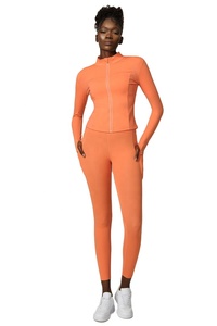 Chaqueta y mallas de yoga impermeables y transpirables XL para mujer, conjunto de ropa deportiva para entrenamiento de gimnasio con características de talla grande, patrón sólido - Product Image 6