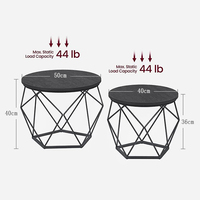 Ensemble de tables basses géométriques noires en deux parties, style moderne minimaliste, luxe léger, tables d'appoint durables, cadre en métal, meubles de salon