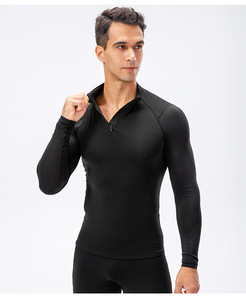 Sweat-shirt d'hiver pour hommes, doublé de polaire, haut de gamme, extensible, à manches longues, col montant, pour le sport, la course à pied et l'entraînement - Product Image 1
