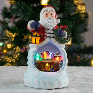 New Arrival <b>Christmas</b> Gift LED Musical Indoor Santa House Music <b>Box</b> Rotating Train Polyresin Material CE Certified Decoration - Product Image 2