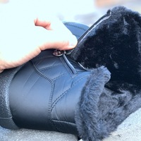 Bottes de neige mi-mollet pour femmes grandes tailles, doublure en coton épais et imperméable, tige en bâche légère, fermeture éclair latérale