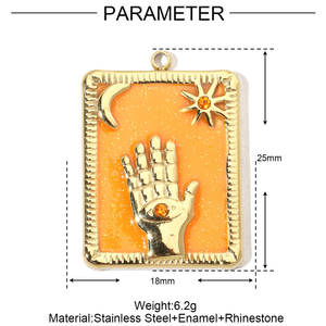 Vintage Emaille <span class=keywords><strong>Tarot</strong></span> Anhänger DIY Schmuck Zubehör Edelstahl 18 Karat vergoldet bunte Anhänger - Product Image 4